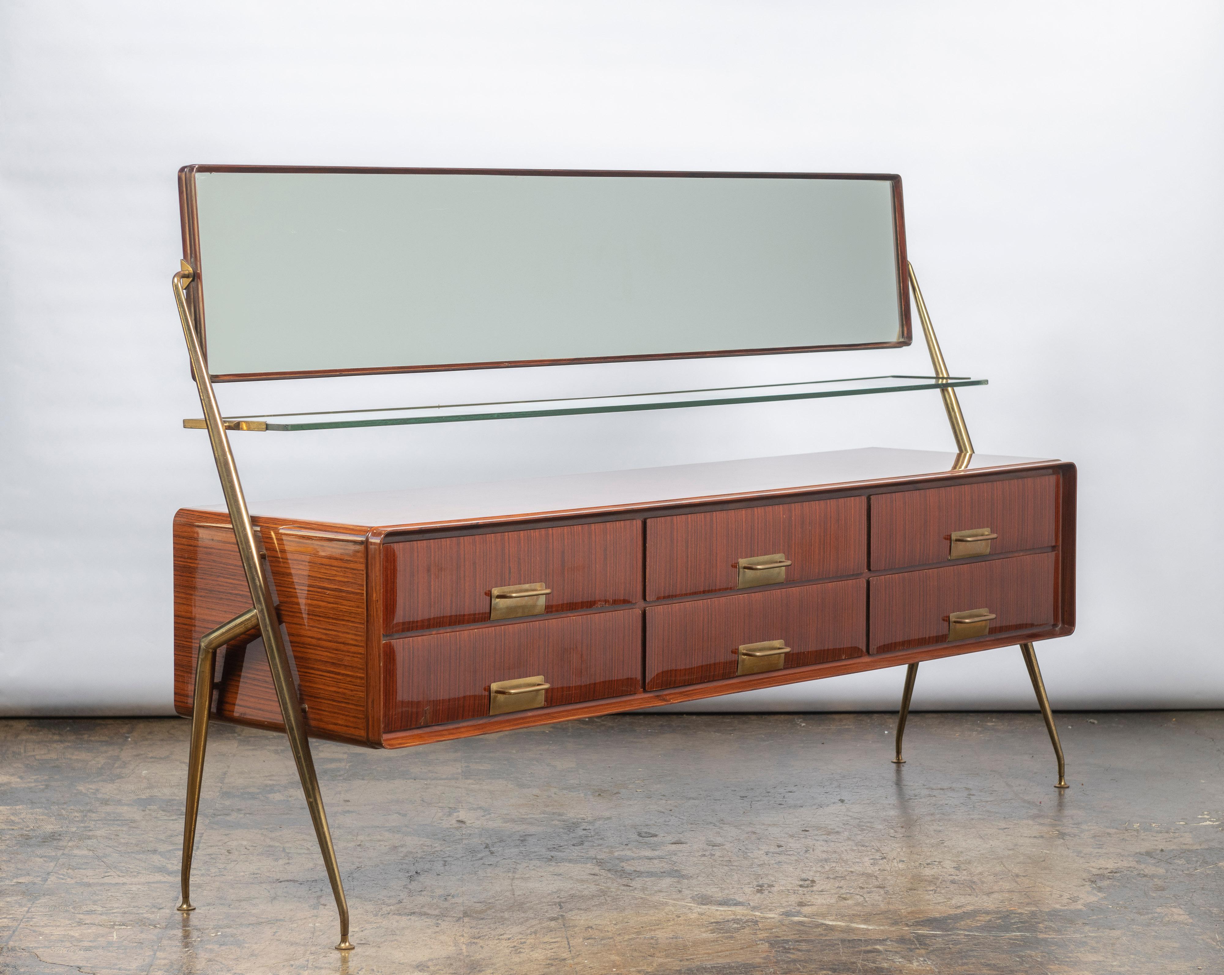 Mid-Century Modern Silvio Cavatorta Mid-Century Italian Rosewood Credenza with Swivel Mirror