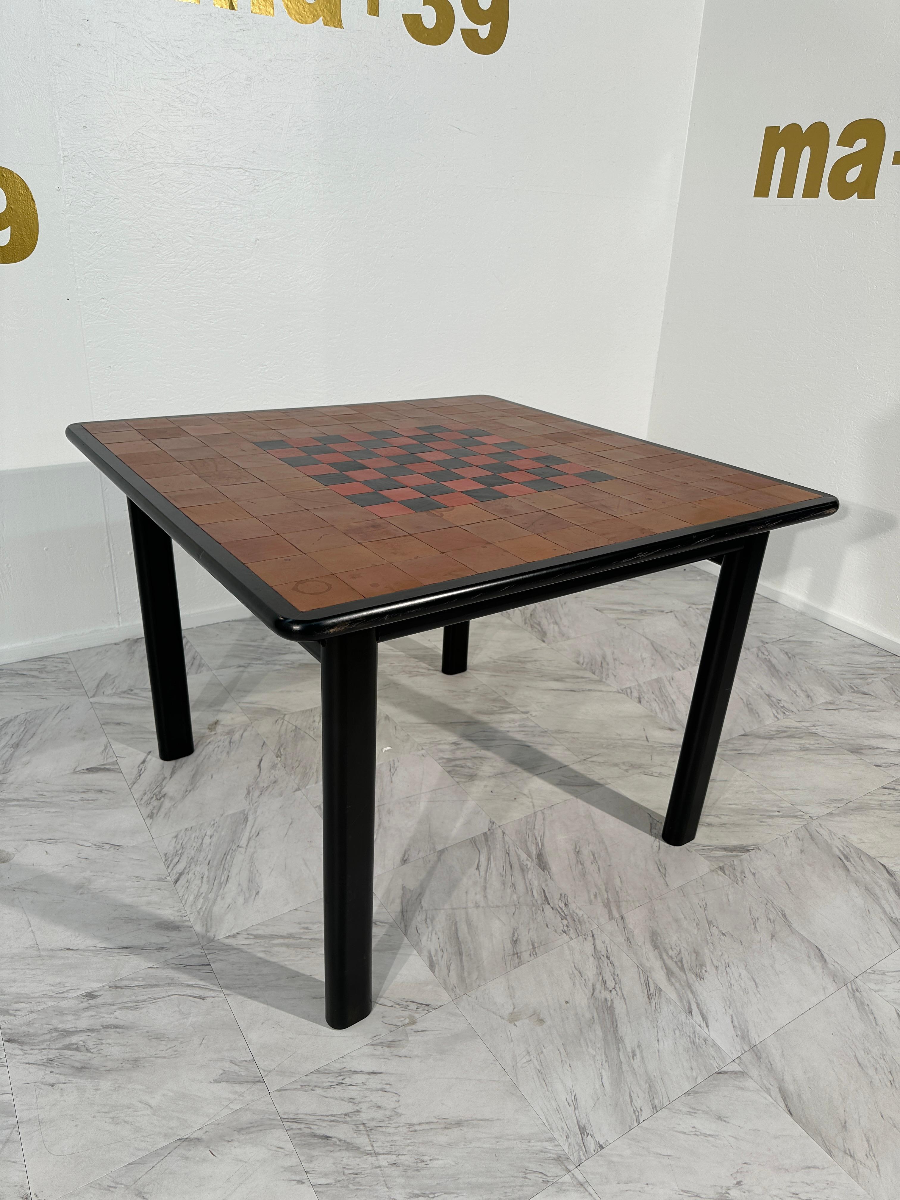 Late 20th Century Mid Century Italian Rosewood Game Table 1970s For Sale