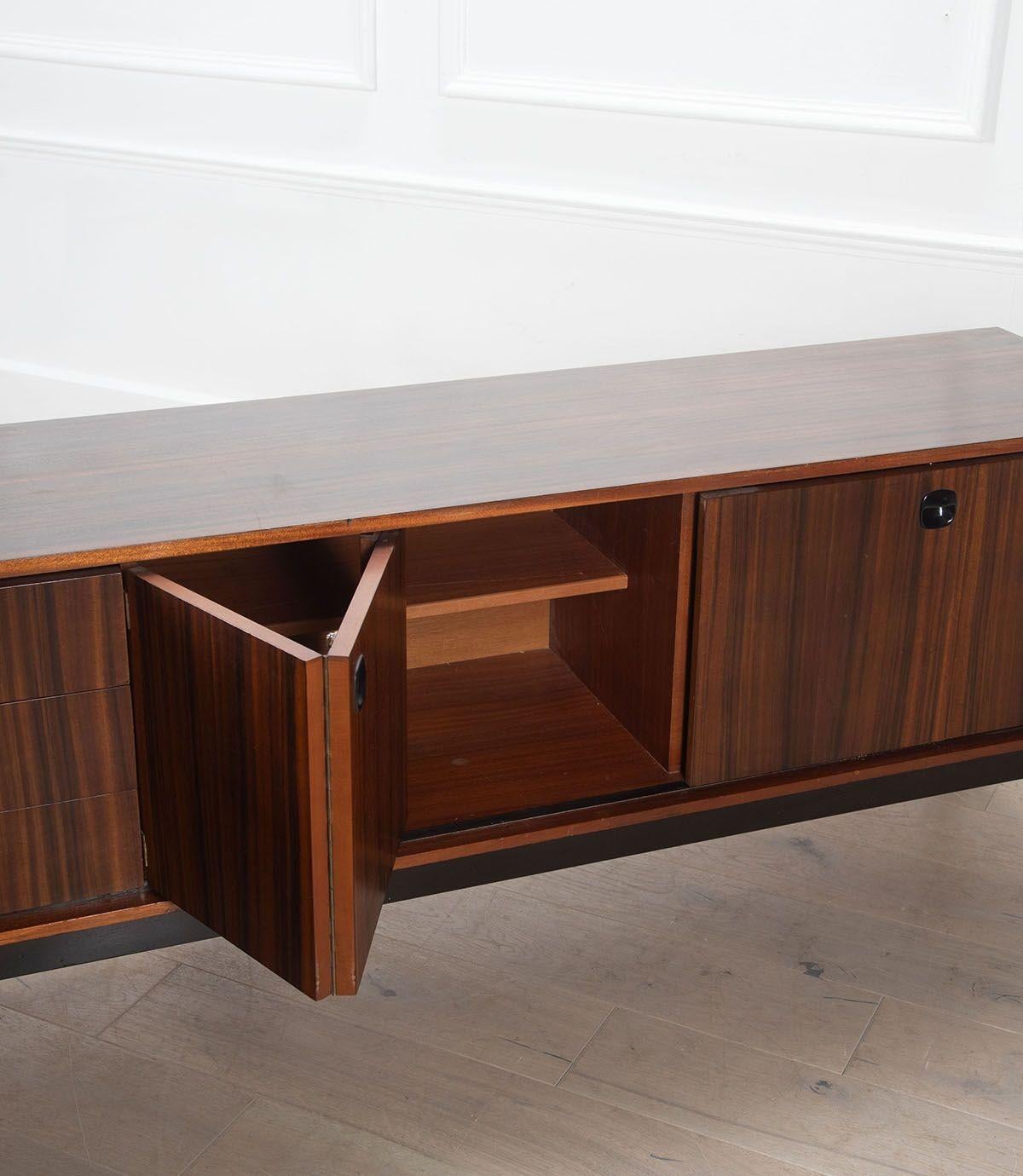 Mid-Century Italian Rosewood Sideboard For Sale 2