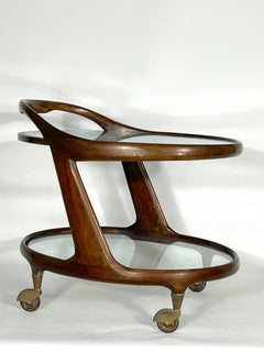 Mid-Century Italian Round Bar Cart by Cesare Lacca, 1950s