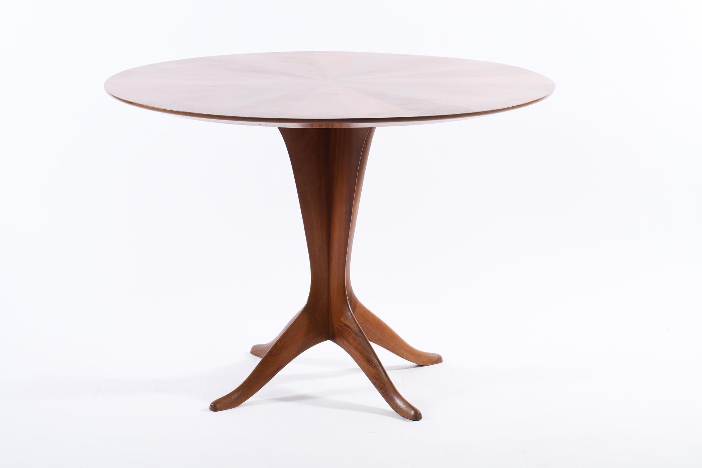 Wood Midcentury Italian Round Dining or Center Table