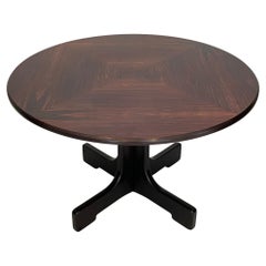 Mid Century Italian Round Dining Table with Fantastic Brown Red Veneer, 1980s