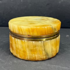 Mid-Century Italian Round Marble Trinket Jewelry Box