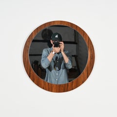 Mid-Century Italian Round Mirror in Teak by Stilcasa Creazioni, 1960s