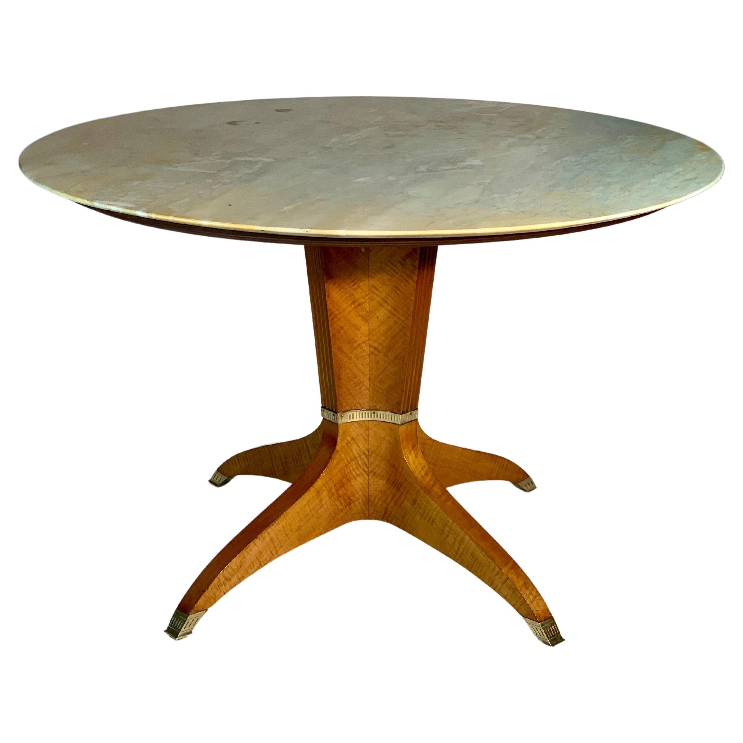 Vintage Italian Marble Top Pedestal Table For Sale at 1stDibs