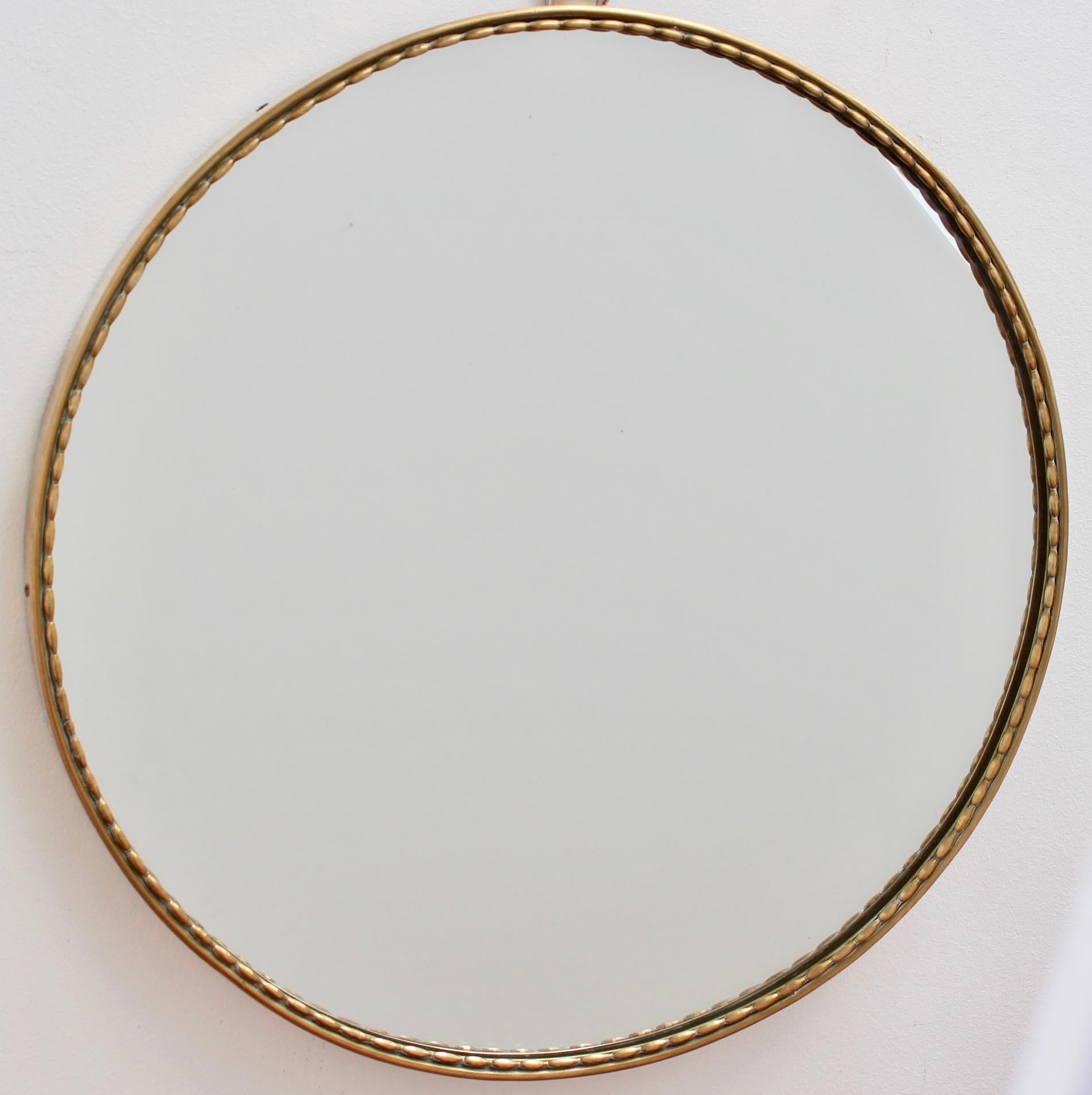 Mid-Century Italian Round Wall Mirror with Brass Frame, circa 1950s - Small 1