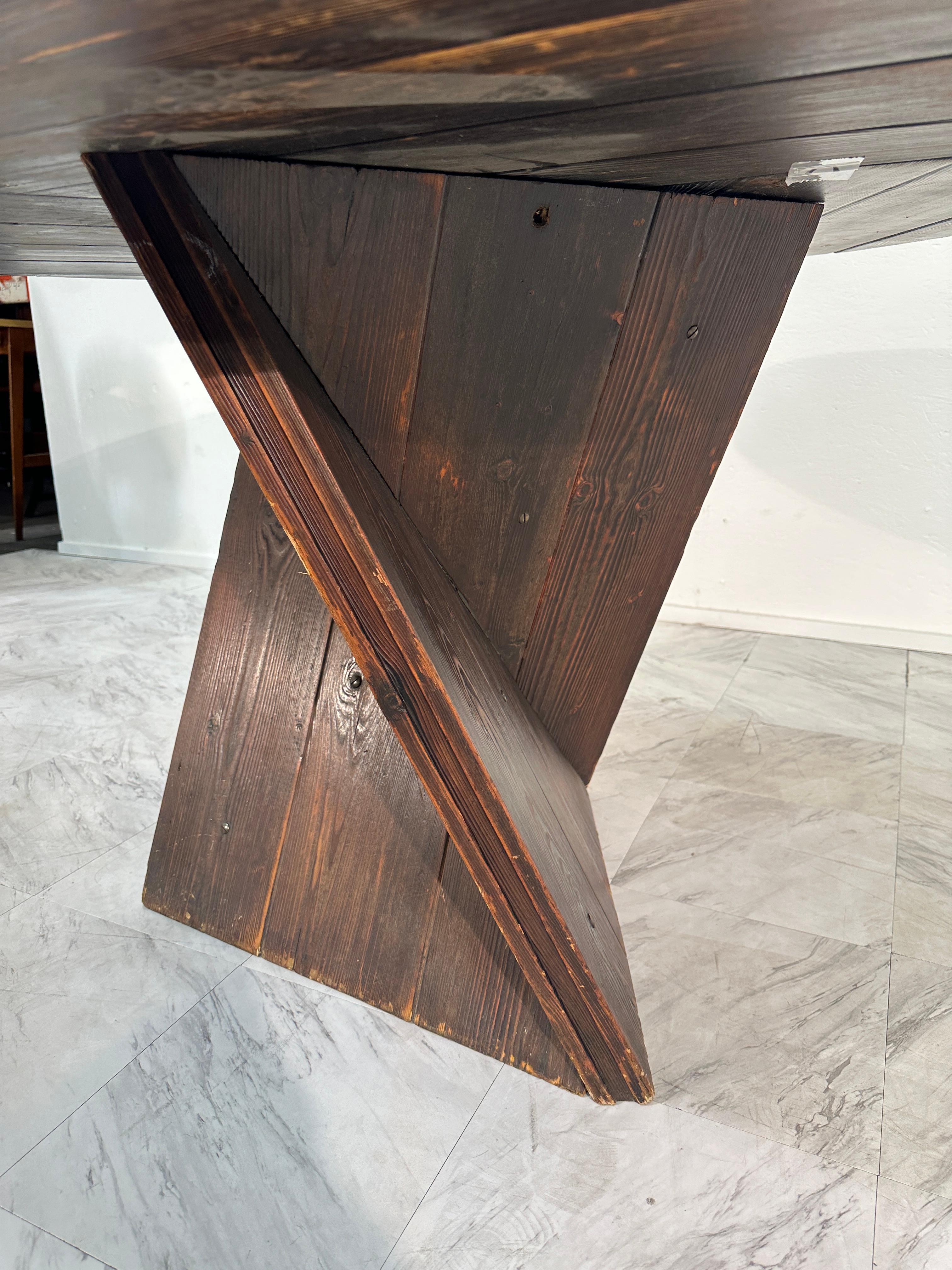 Late 20th Century Mid Century Italian Round Wood Dining Table, 1970s By Edoardo Landi
