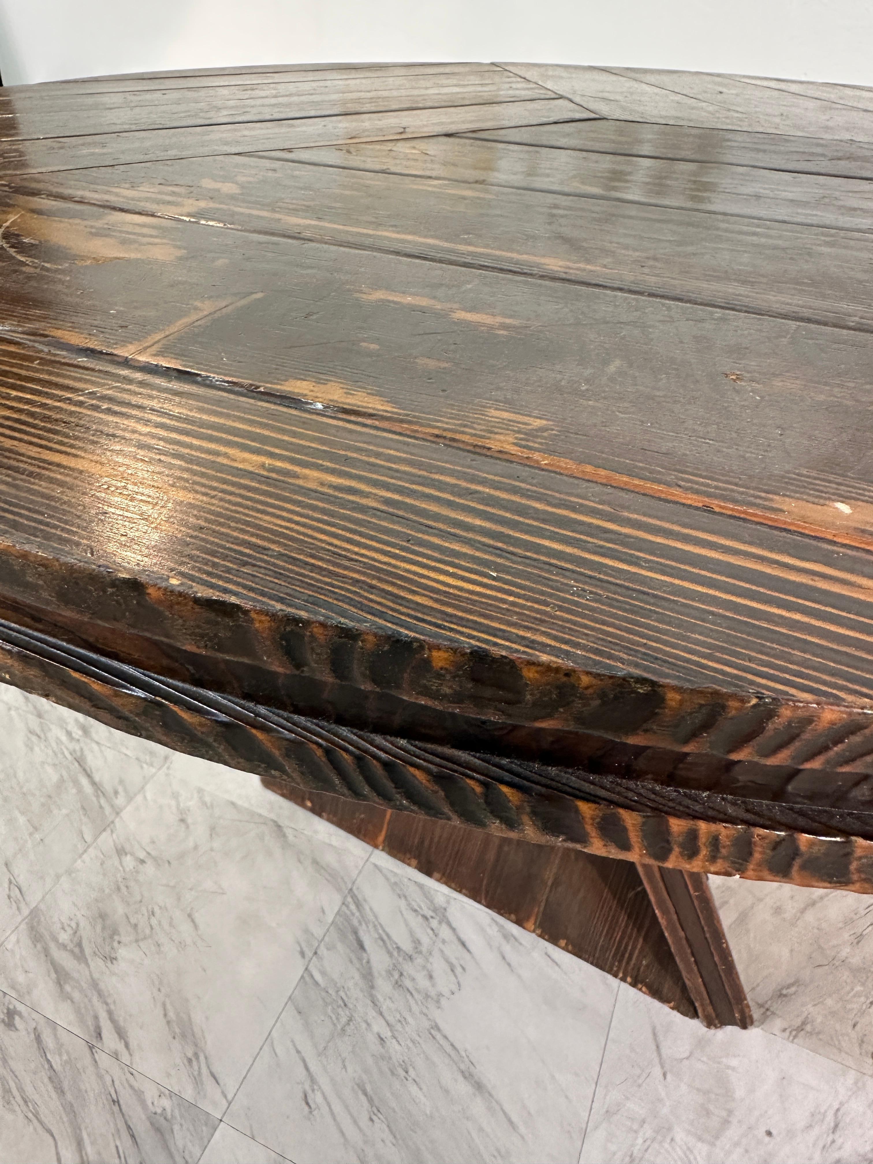 Mid Century Italian Round Wood Dining Table, 1970s By Edoardo Landi 1