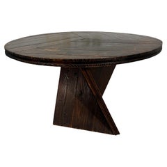 Mid Century Italian Round Wood Dining Table, 1970s By Edoardo Landi