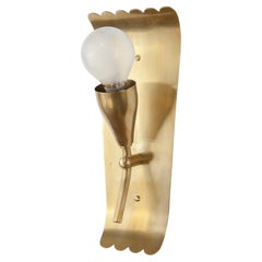 Mid-Century Italian Scalloped Brass Wall Lights, 1950s