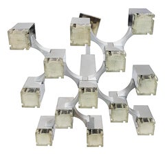 Italienischer kubischer Sciolari-Kronleuchter aus der Jahrhundertmitte, um 1970