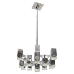Mid-Century Italian Sciolari Cubic Chandelier, circa 1970