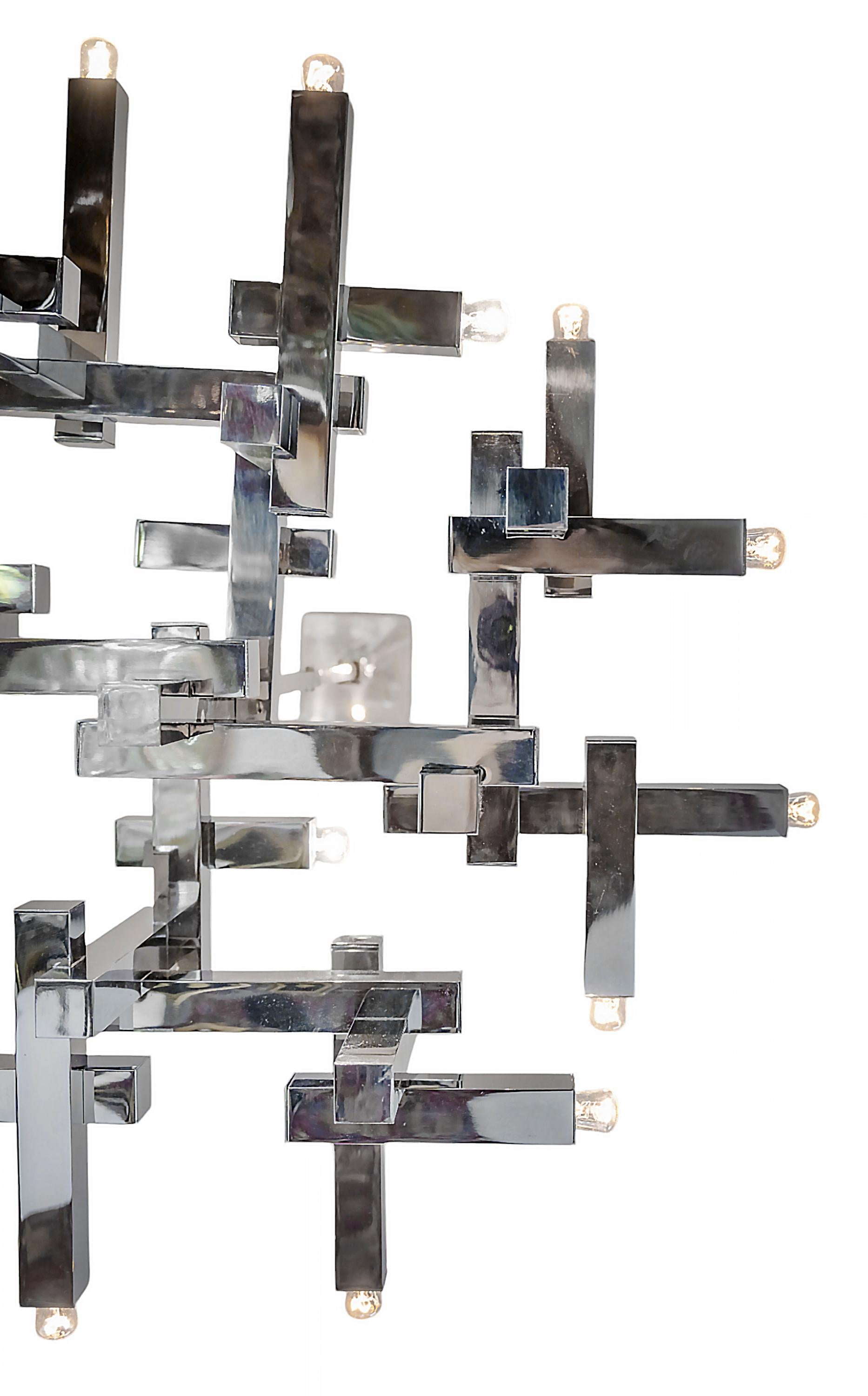 20th Century Mid-Century Italian Sciolari Metric Chrome Chandelier, circa 1970