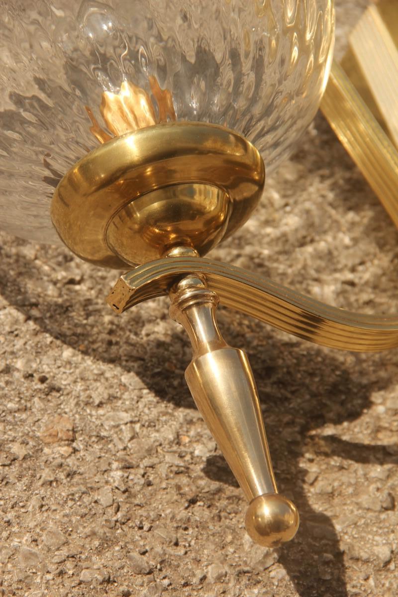 Mid-Century Italian Sconce Glass Murano Brass Gold Classic Design Round Glass  For Sale 4