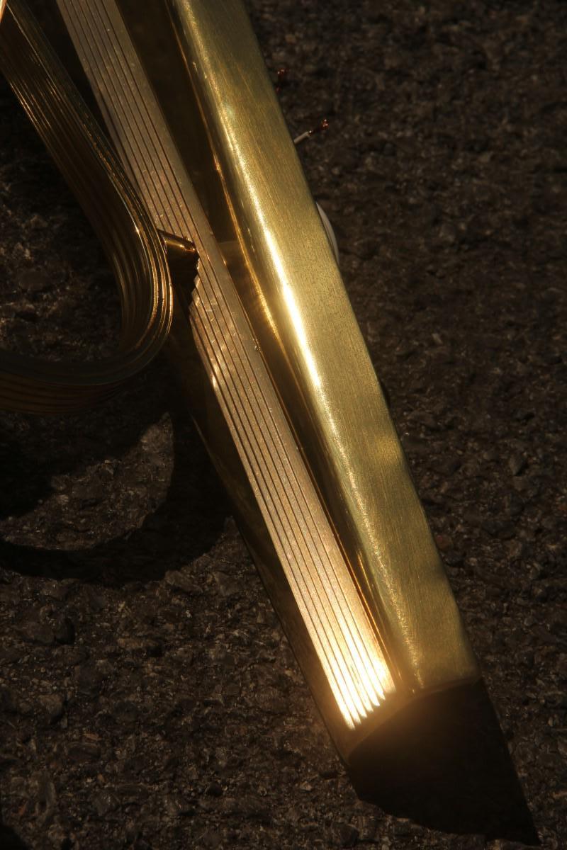 Mid-Century Italian Sconce Glass Murano Brass Gold Classic Design Round Glass  For Sale 5