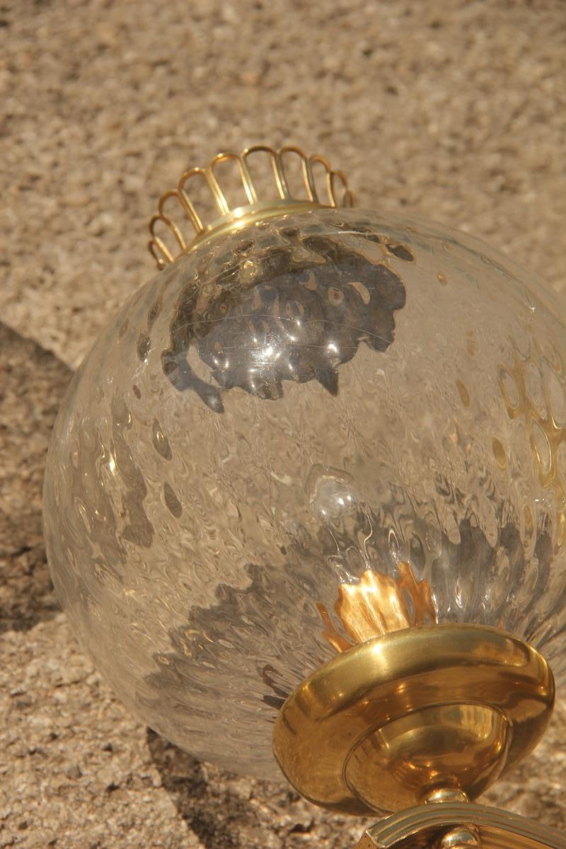 Mid-Century Italian Sconce Glass Murano Brass Gold Classic Design Round Glass  For Sale 6