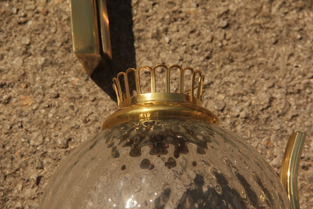 Mid-Century Italian Sconce Glass Murano Brass Gold Classic Design Round Glass  For Sale 7