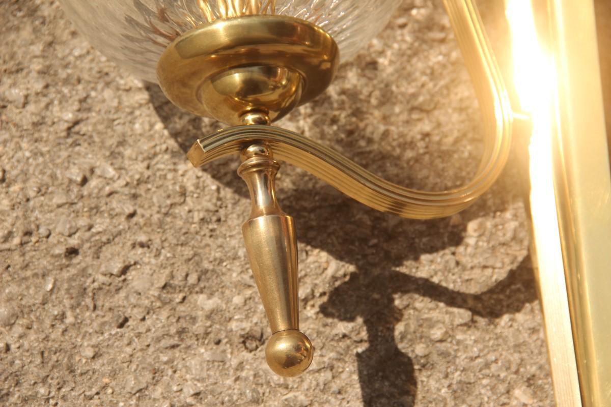 Mid-Century Italian Sconce Glass Murano Brass Gold Classic Design Round Glass  For Sale 8