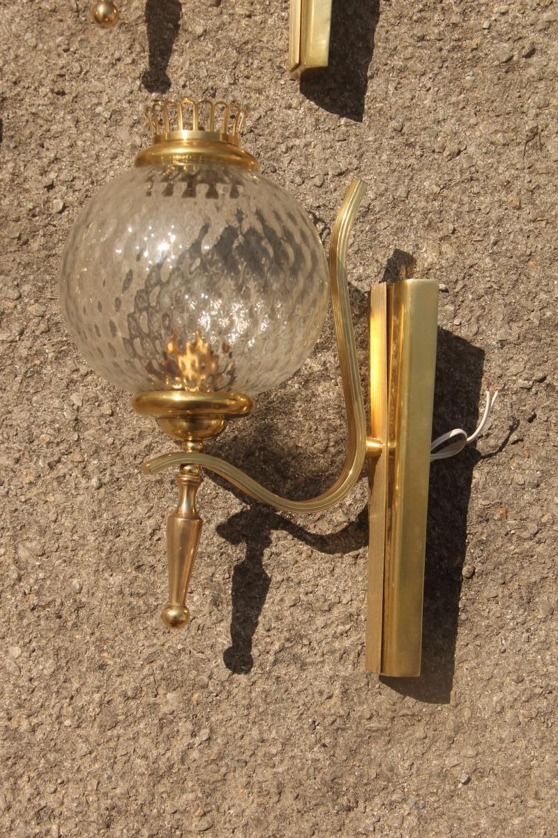 Mid-Century Italian Sconce Glass Murano Brass Gold Classic Design Round Glass  For Sale 10