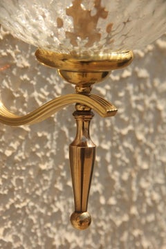 Mid-Century Italian Sconce Glass Murano Brass Gold Classic Design Round Glass
