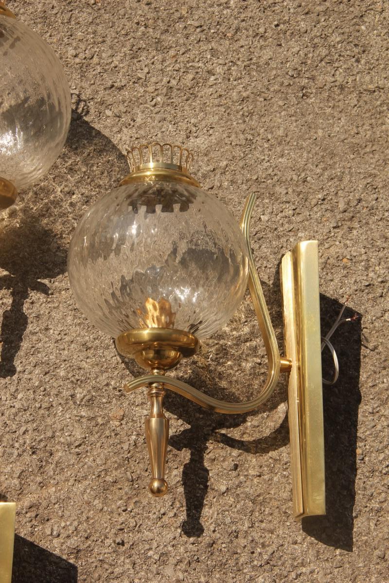 Mid-Century Italian Sconce Glass Murano Brass Gold Classic Design Round Glass  For Sale 3