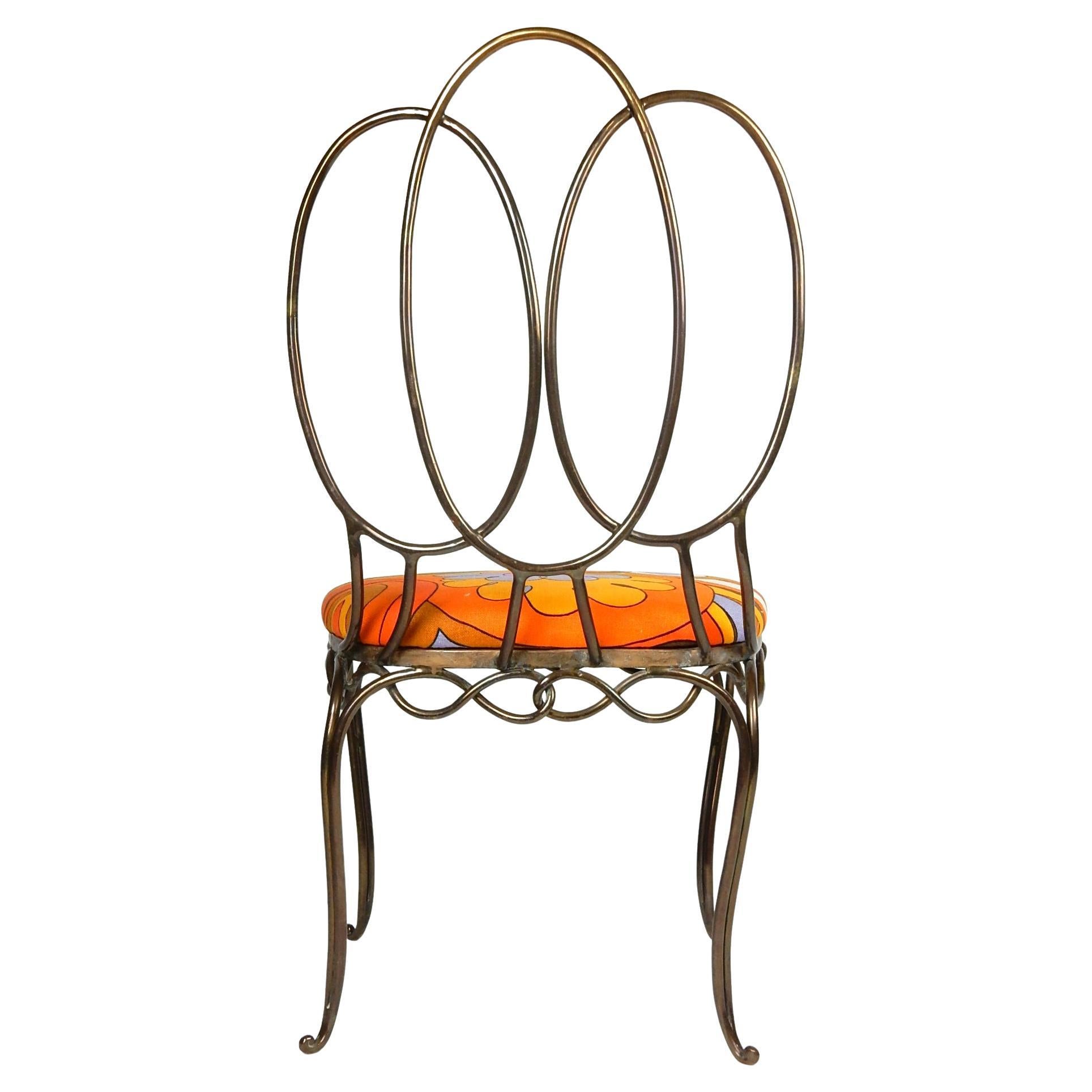 Chaise italienne du milieu du siècle dernier en bronze sculpté en lin Emilio Pucci Bon état - En vente à Las Vegas, NV