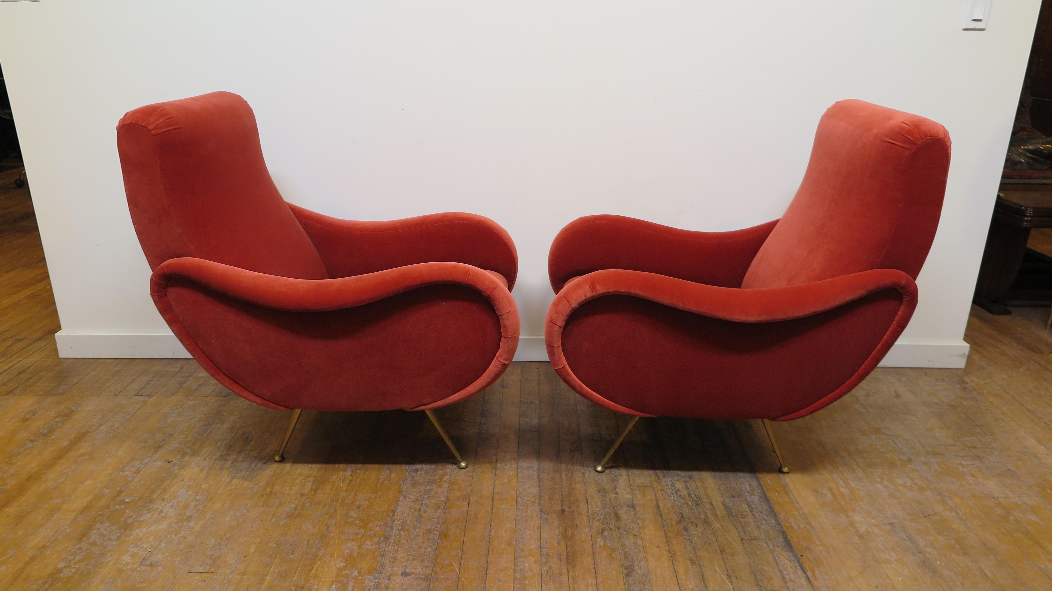 Mid-Century Modern Midcentury Italian Sculpted Lounge Chairs For Sale