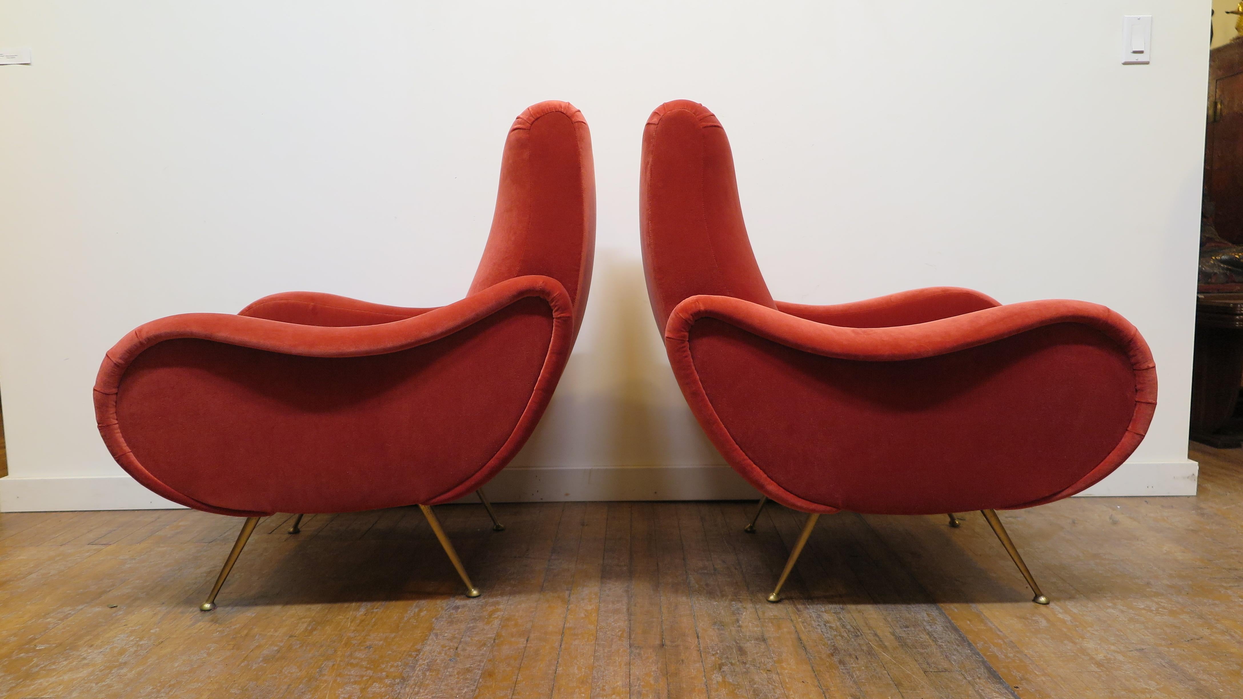 Mid-20th Century Midcentury Italian Sculpted Lounge Chairs For Sale