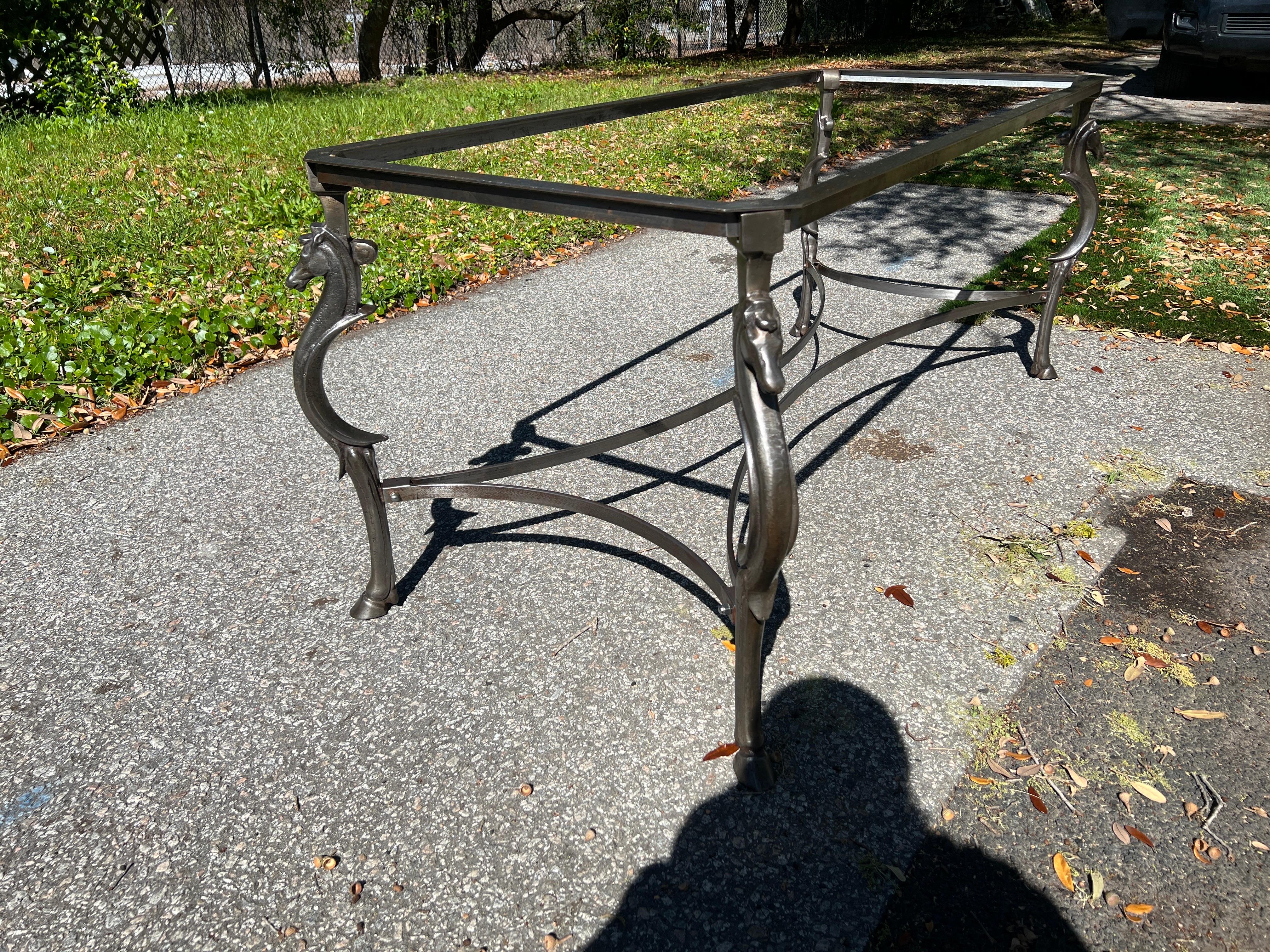 Mid Century, Italian Sculpted Steel Dining Table Attributed to Maison For Sale 3