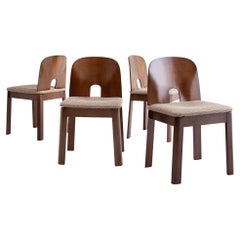 Mid Century Italian Sculpted Wood Dining Chairs - a set of 4