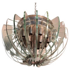 Mid-century Italian Sculptural Chandelir Gallott&Radice 1960s Crystl And Brass