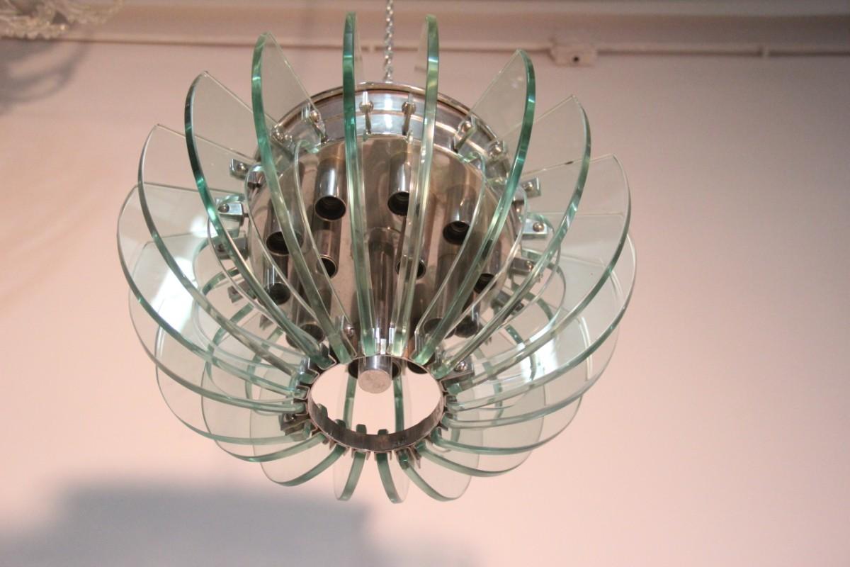 Mid-century Italian Sculptural Chandelir Gallott&Radice 1960s Crystl And Brass For Sale 1