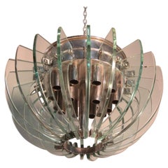 Mid-century Italian Sculptural Chandelir Gallott&Radice 1960s Crystl And Brass
