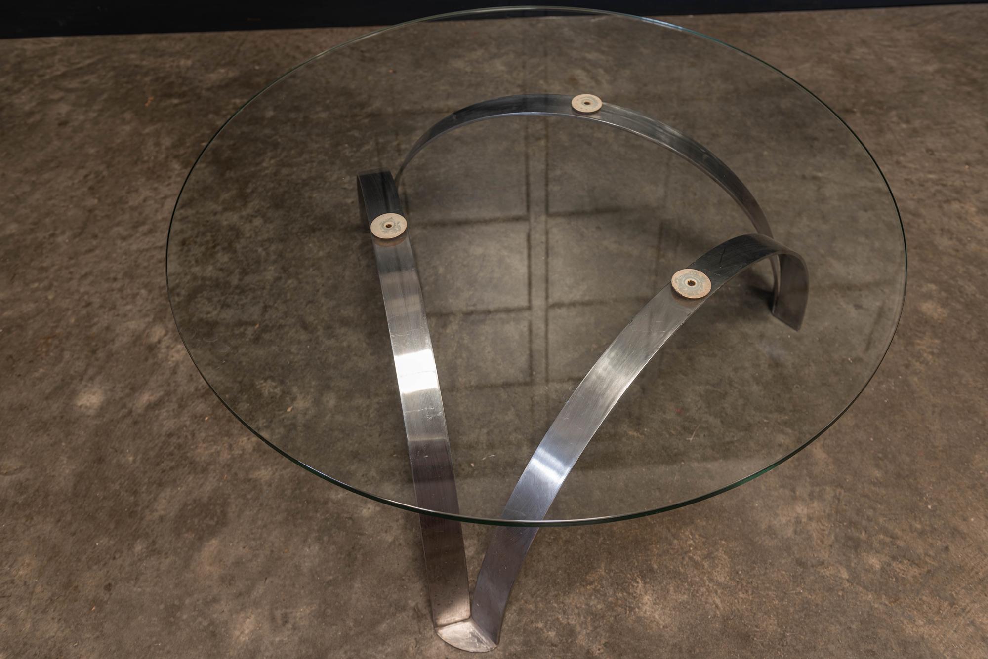 Stainless Steel Midcentury Italian Sculptural Coffee Table For Sale