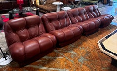Mid Century Italian Sectional Brown Leather Sofa 1970s Giuseppe Munari Style