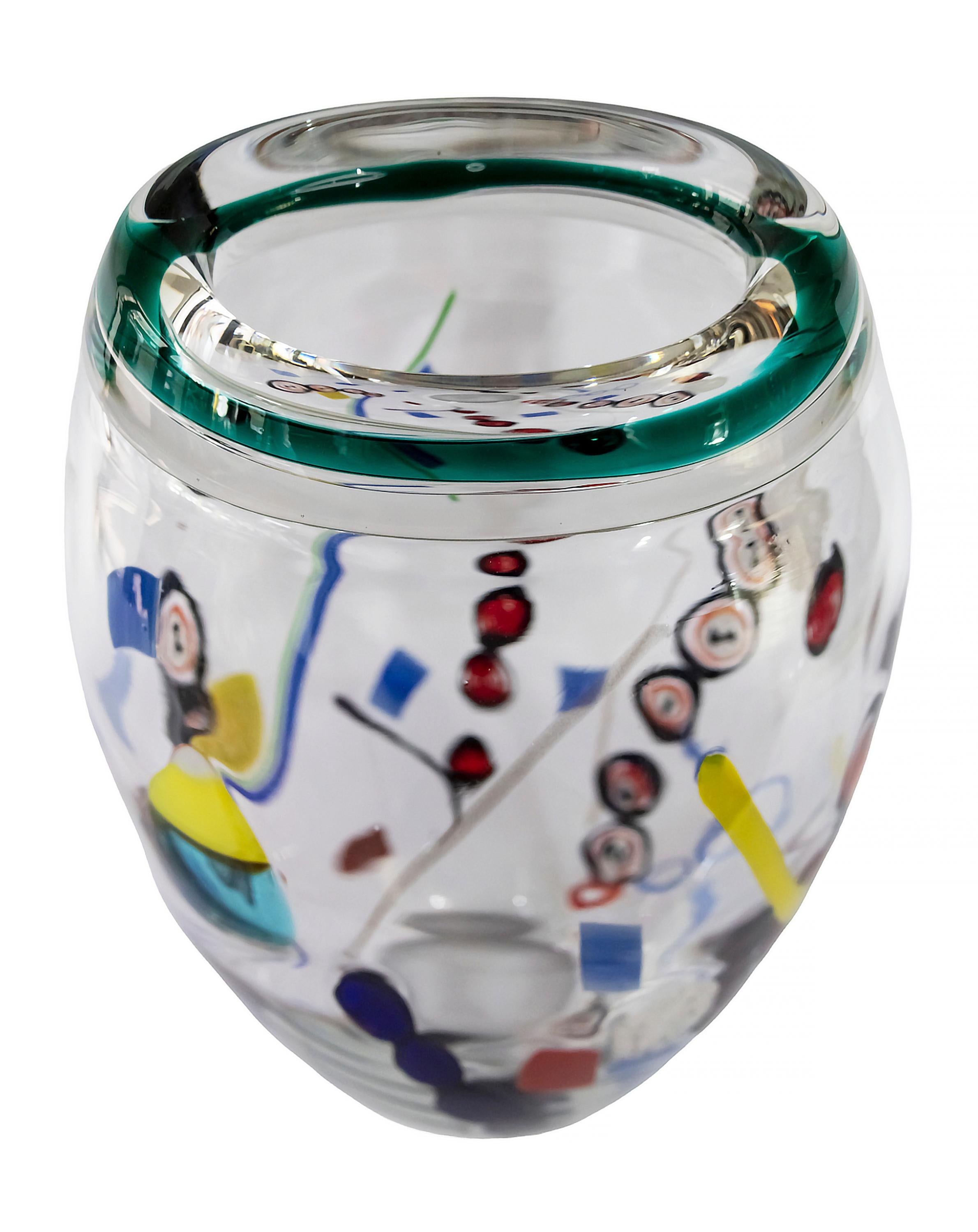 Hand-Crafted Mid-Century Italian Seguso e Barovier Handmade Murano Glass Vase