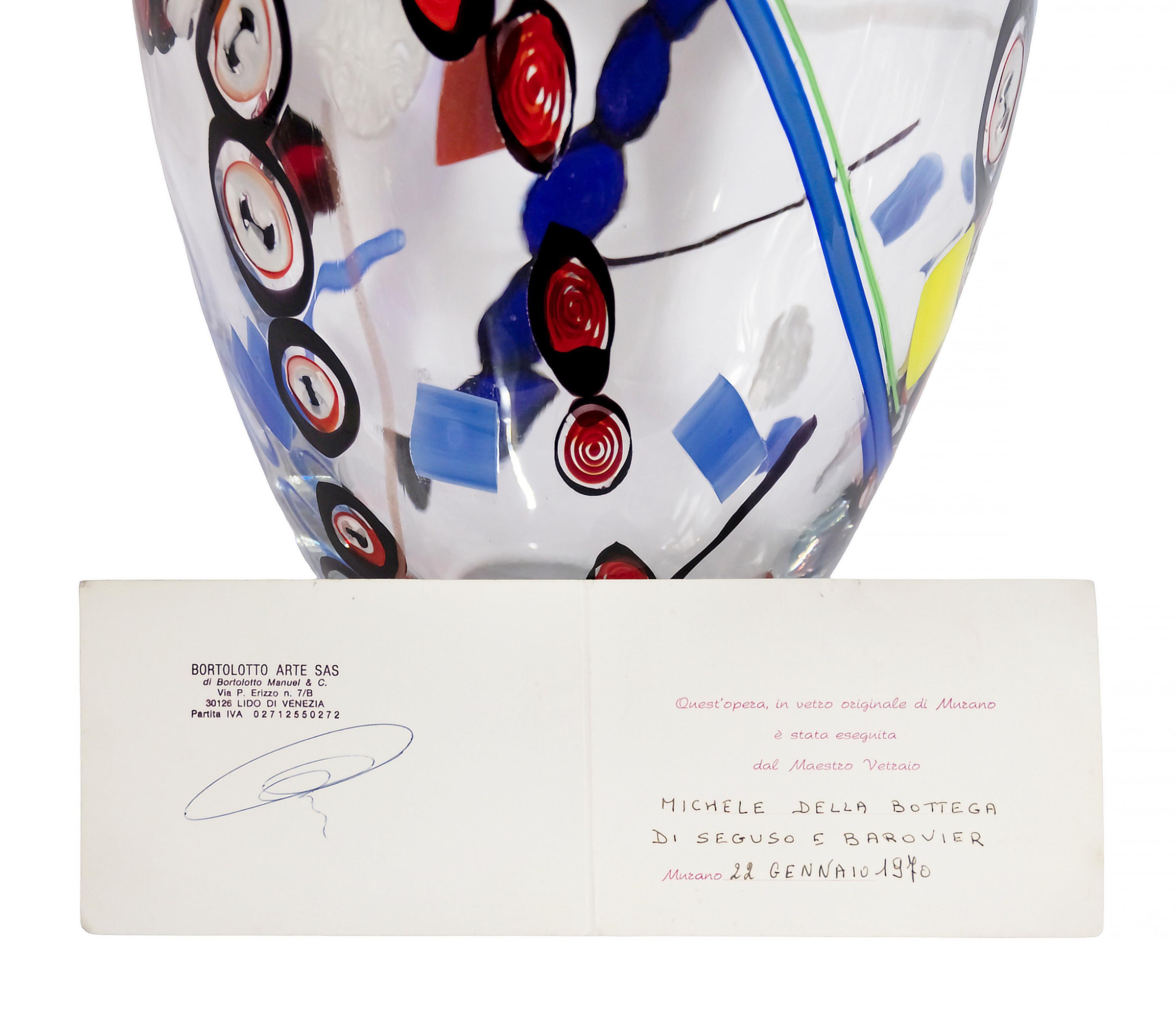 20ième siècle Vase en verre de Murano fait main Seguso e Barovier, Italie, milieu du siècle dernier