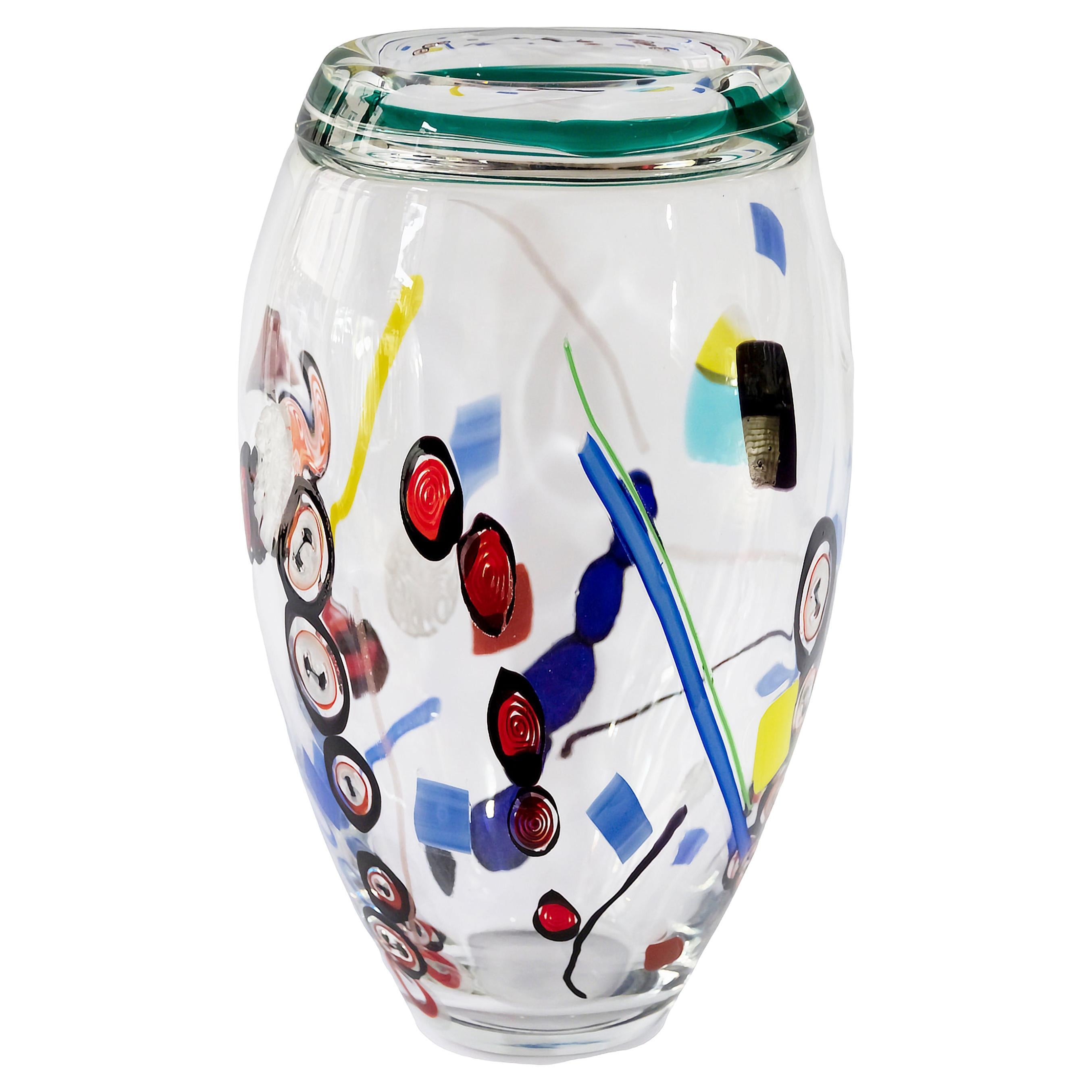 Mid-Century Italian Seguso e Barovier Handmade Murano Glass Vase For Sale