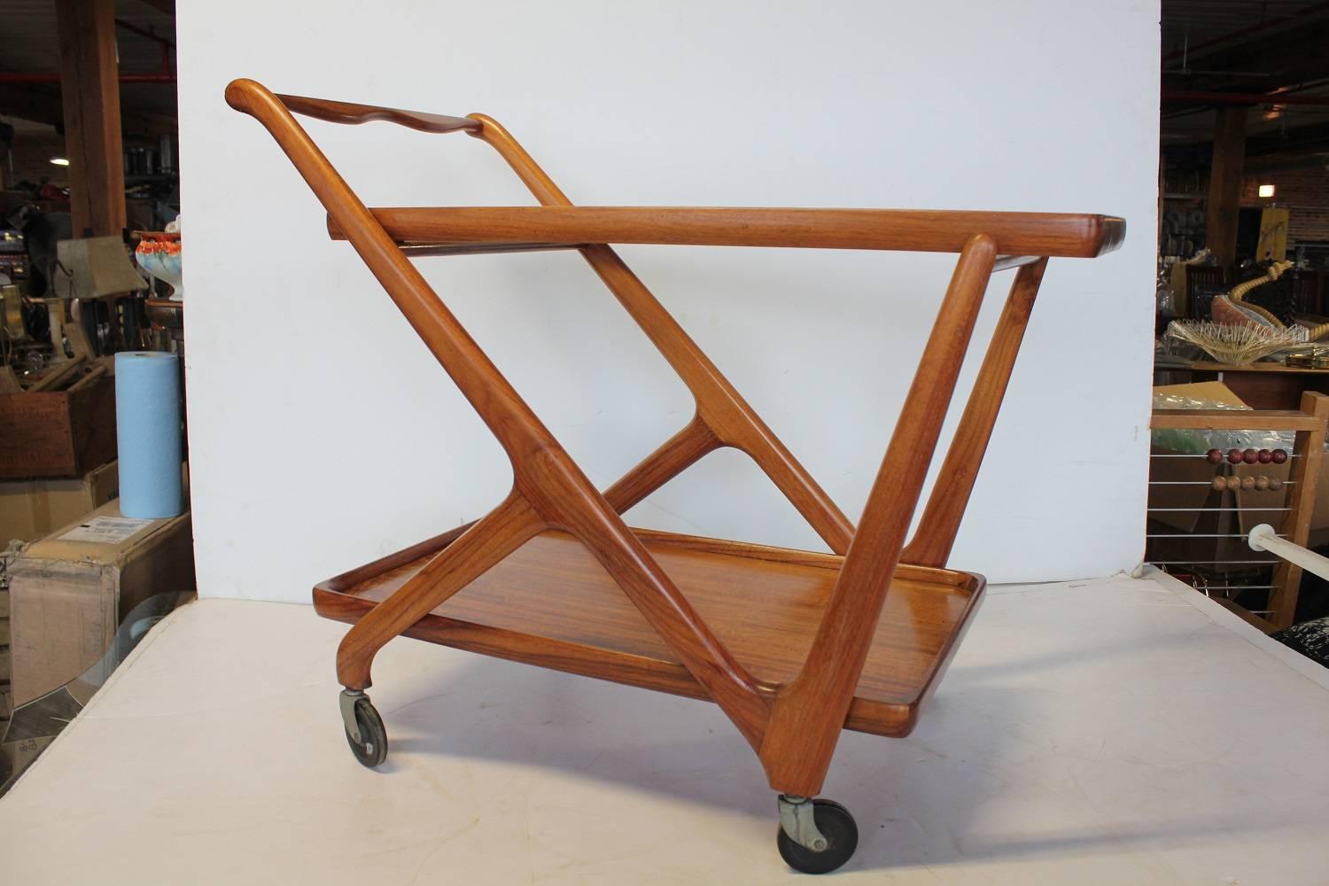 Mid-20th Century Mid-Century Italian Serving Cart by Cesare Lacca for Cassina For Sale