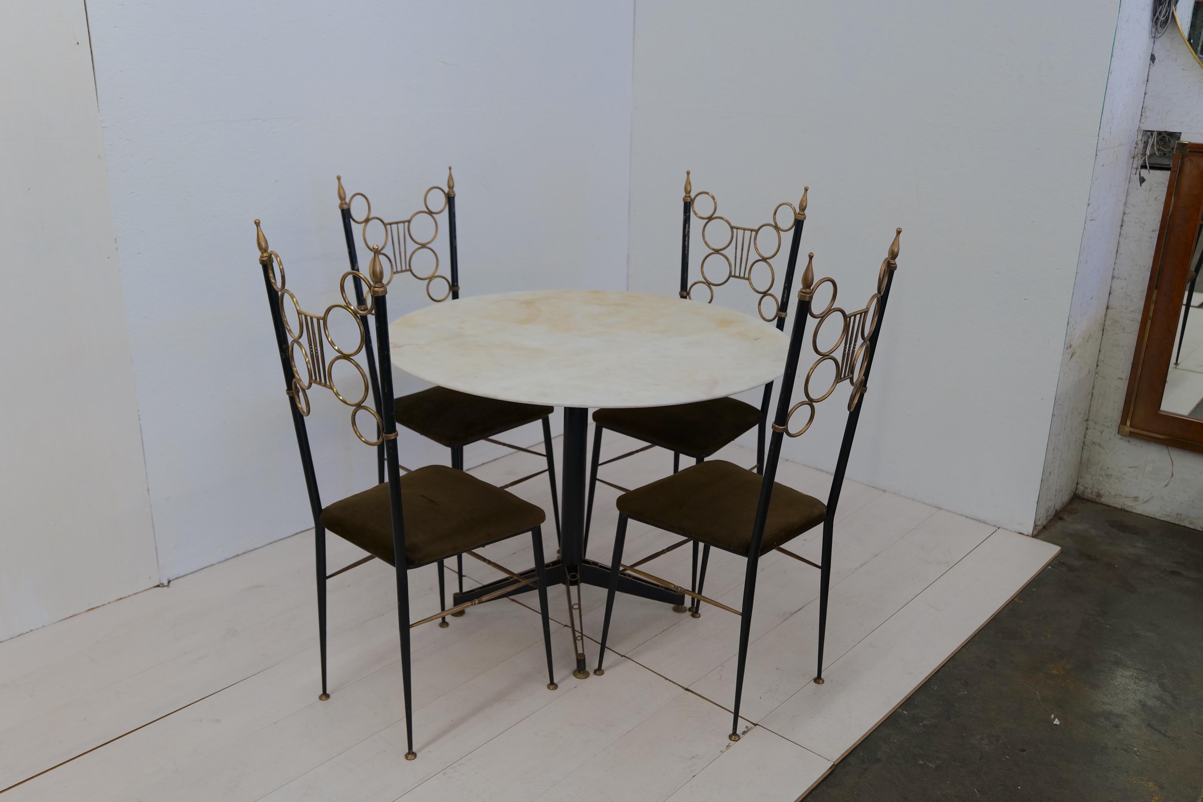 Midcentury Italian Set of 4 Chairs and Marble Table, 1980s For Sale 3