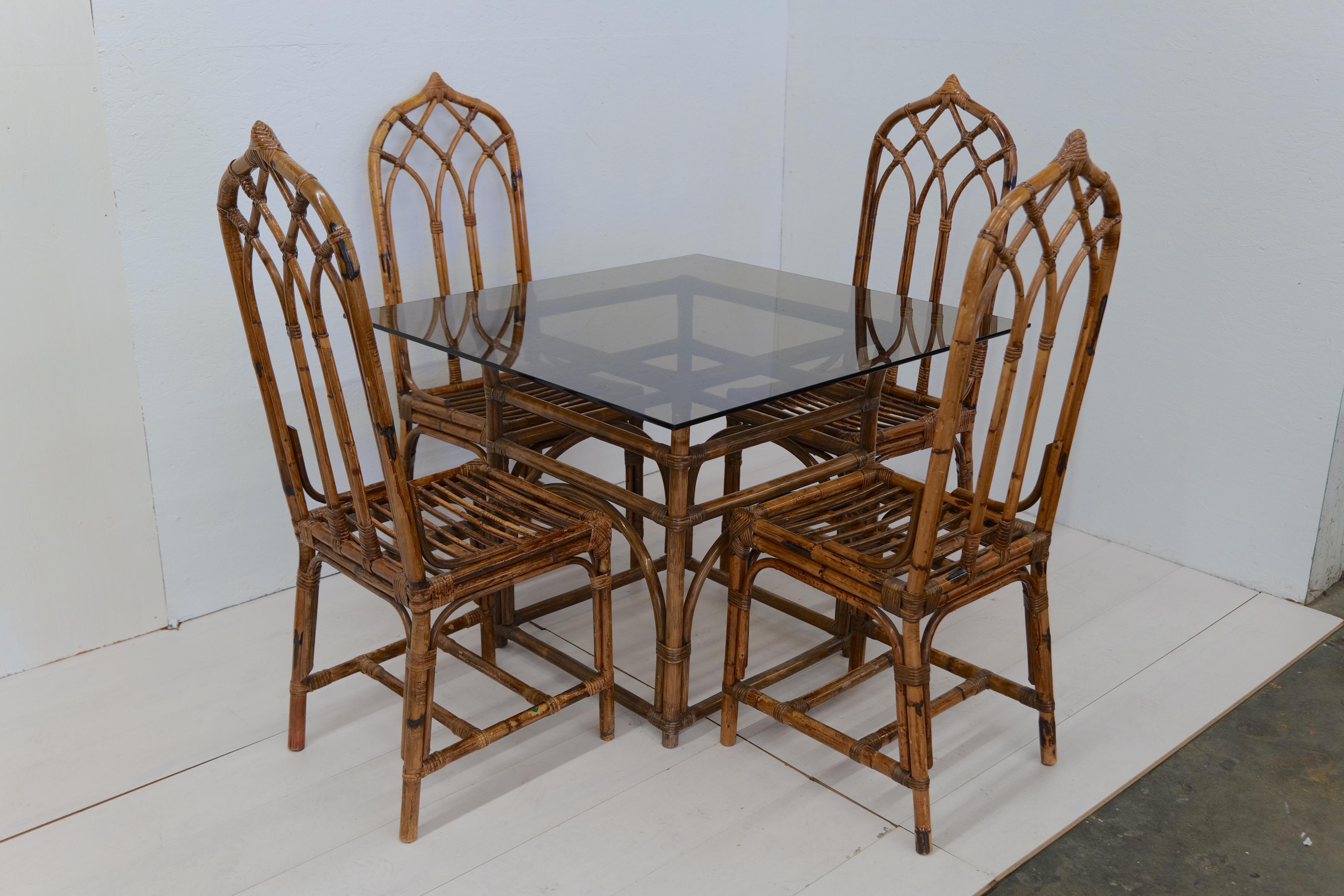 Midcentury Italian Set of 4 Chairs and Table, 1970 For Sale 7