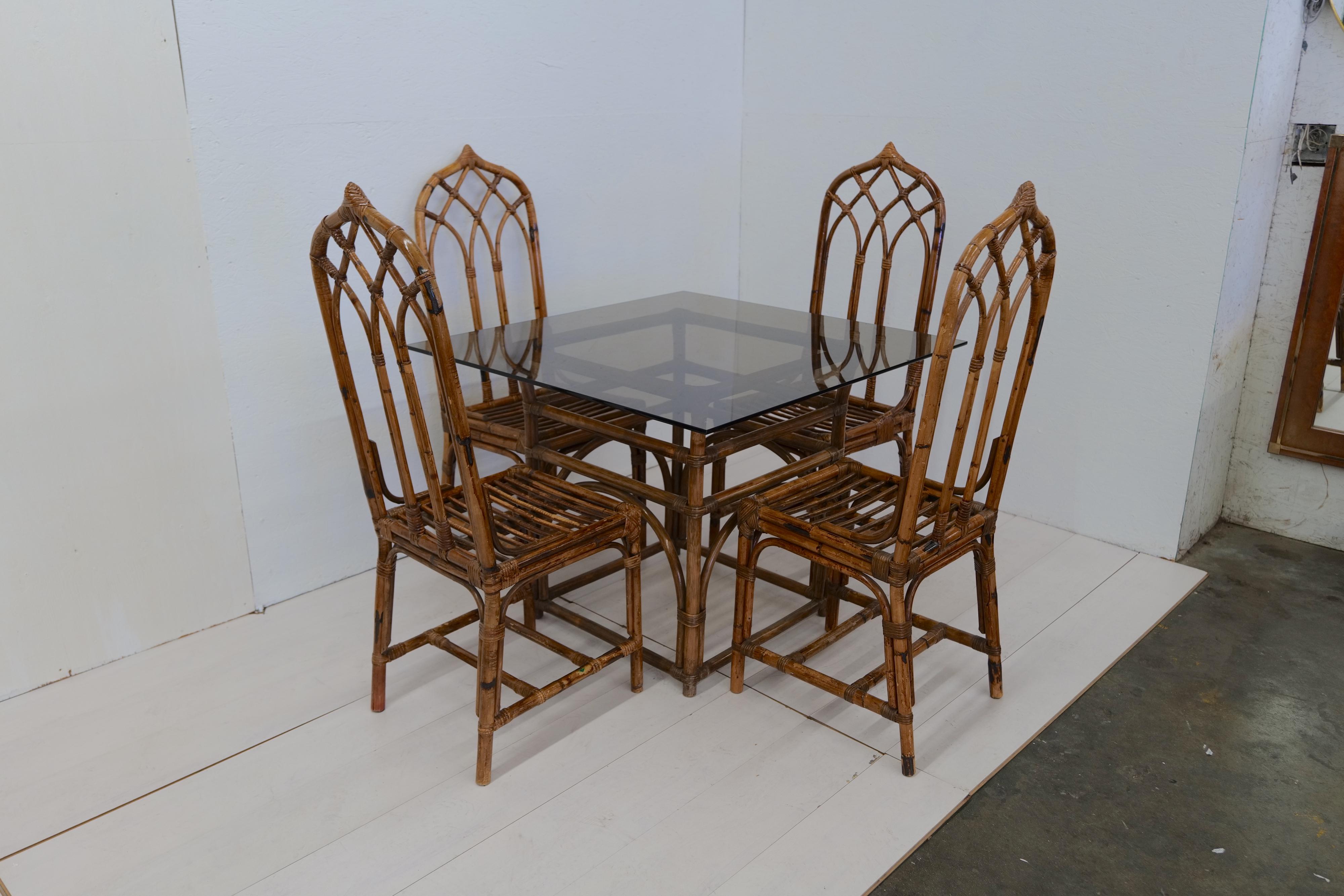 Midcentury Italian Set of 4 Chairs and Table, 1970 For Sale 9