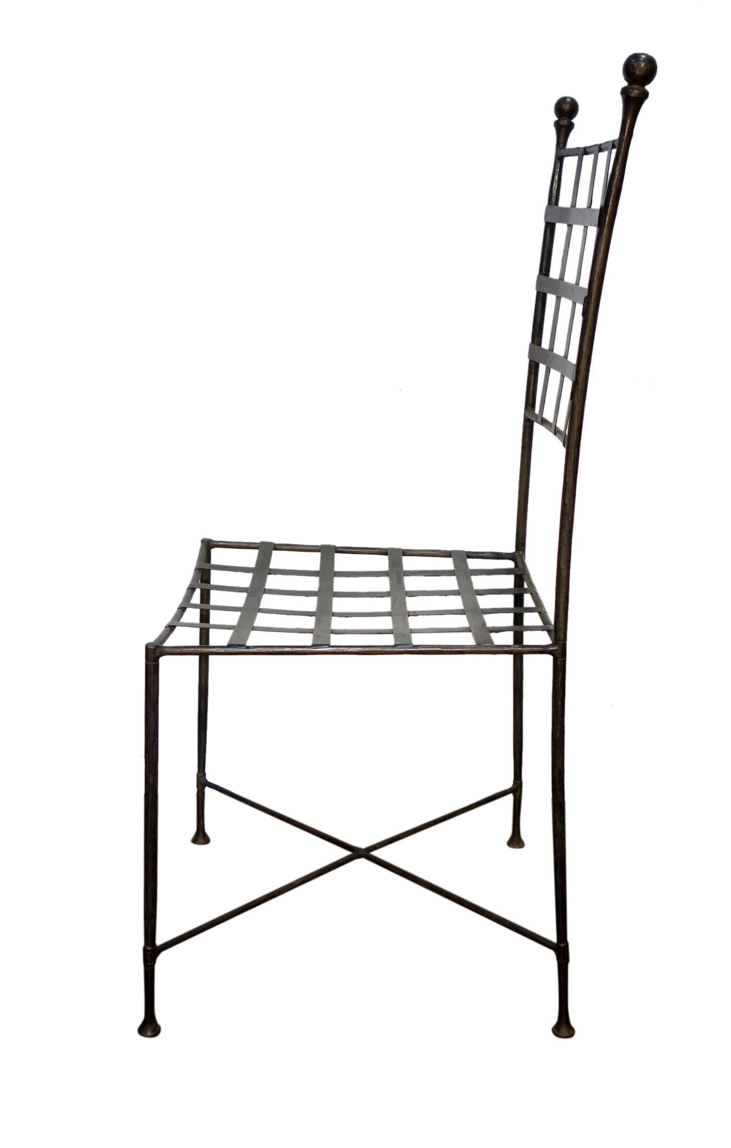 Mid-Century Italian Set of 6 Chairs & Reclining Settee, Hammered Wrought Iron 12