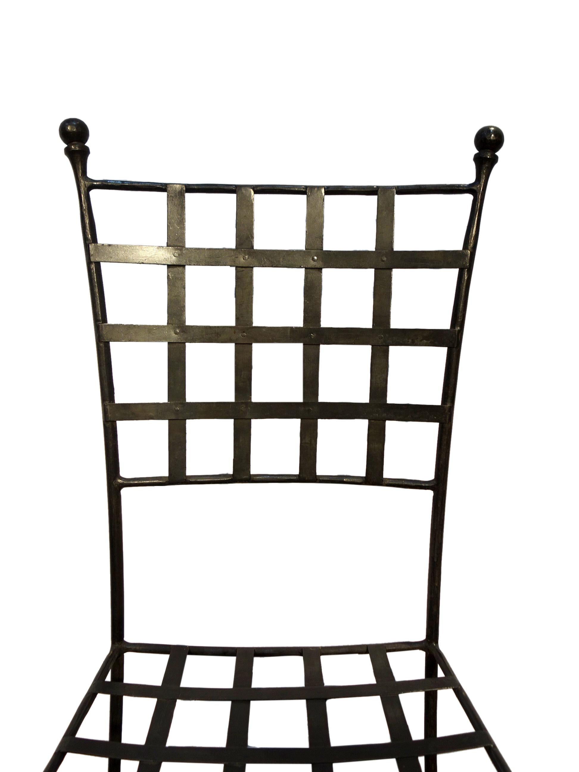 Mid-Century Italian Set of 6 Chairs & Reclining Settee, Hammered Wrought Iron 5