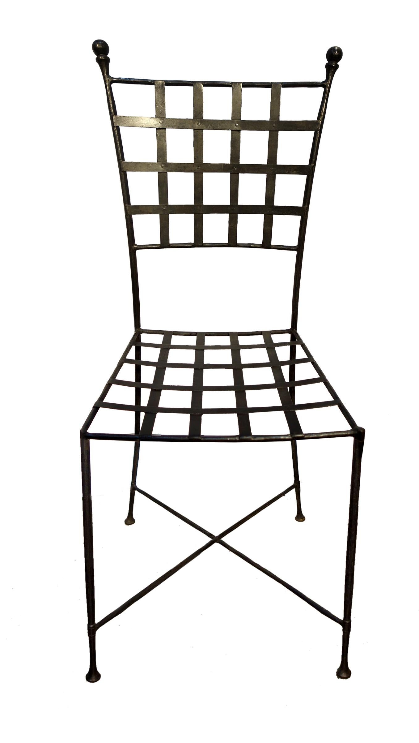 Mid-Century Italian Set of 6 Chairs & Reclining Settee, Hammered Wrought Iron 7