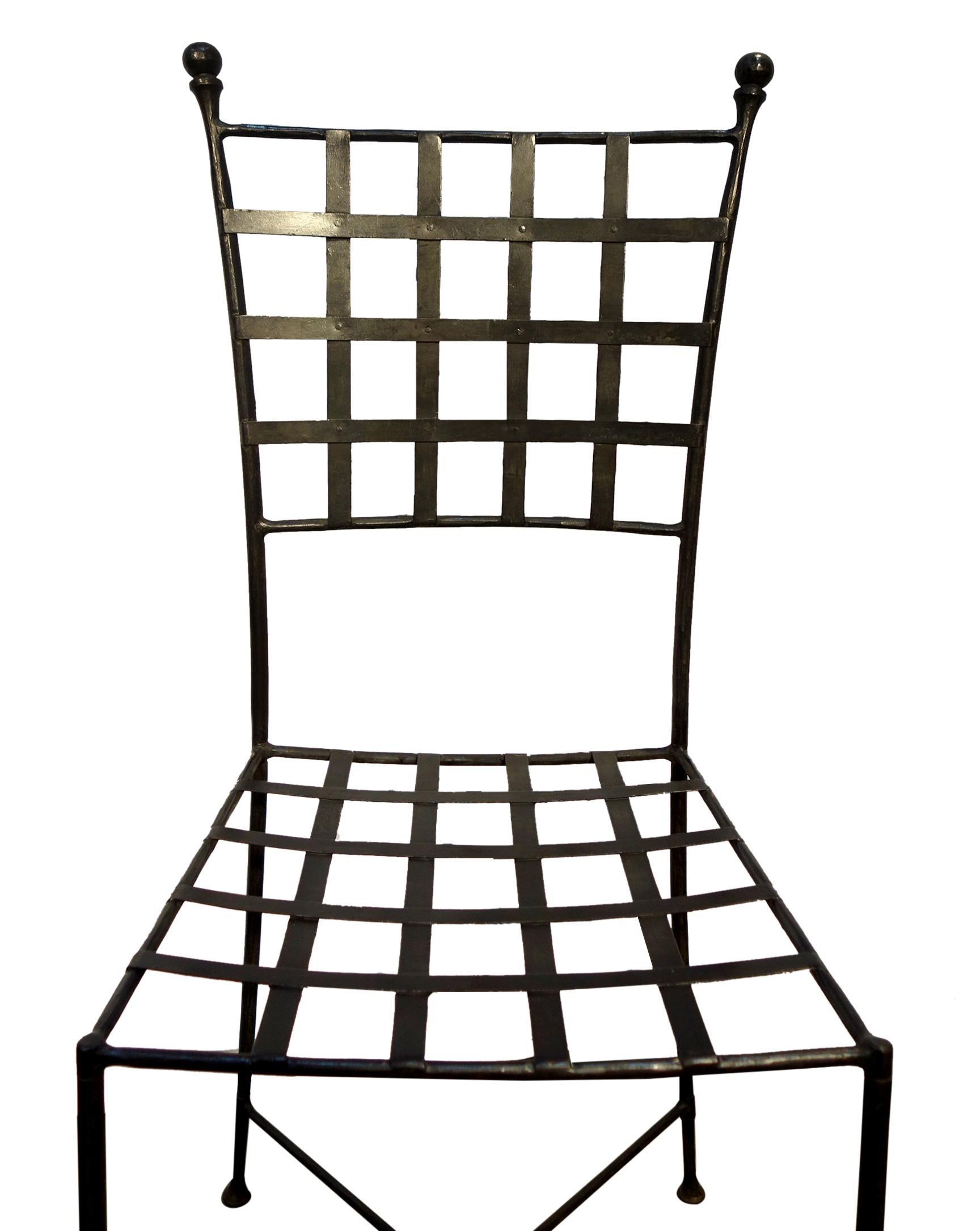 Mid-Century Italian Set of 6 Chairs & Reclining Settee, Hammered Wrought Iron 8
