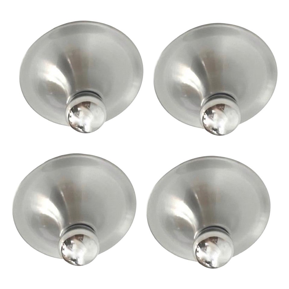 Mid-Century Italian Set of Four Metal Flush Mounts by Targetti Sankey, 1970s