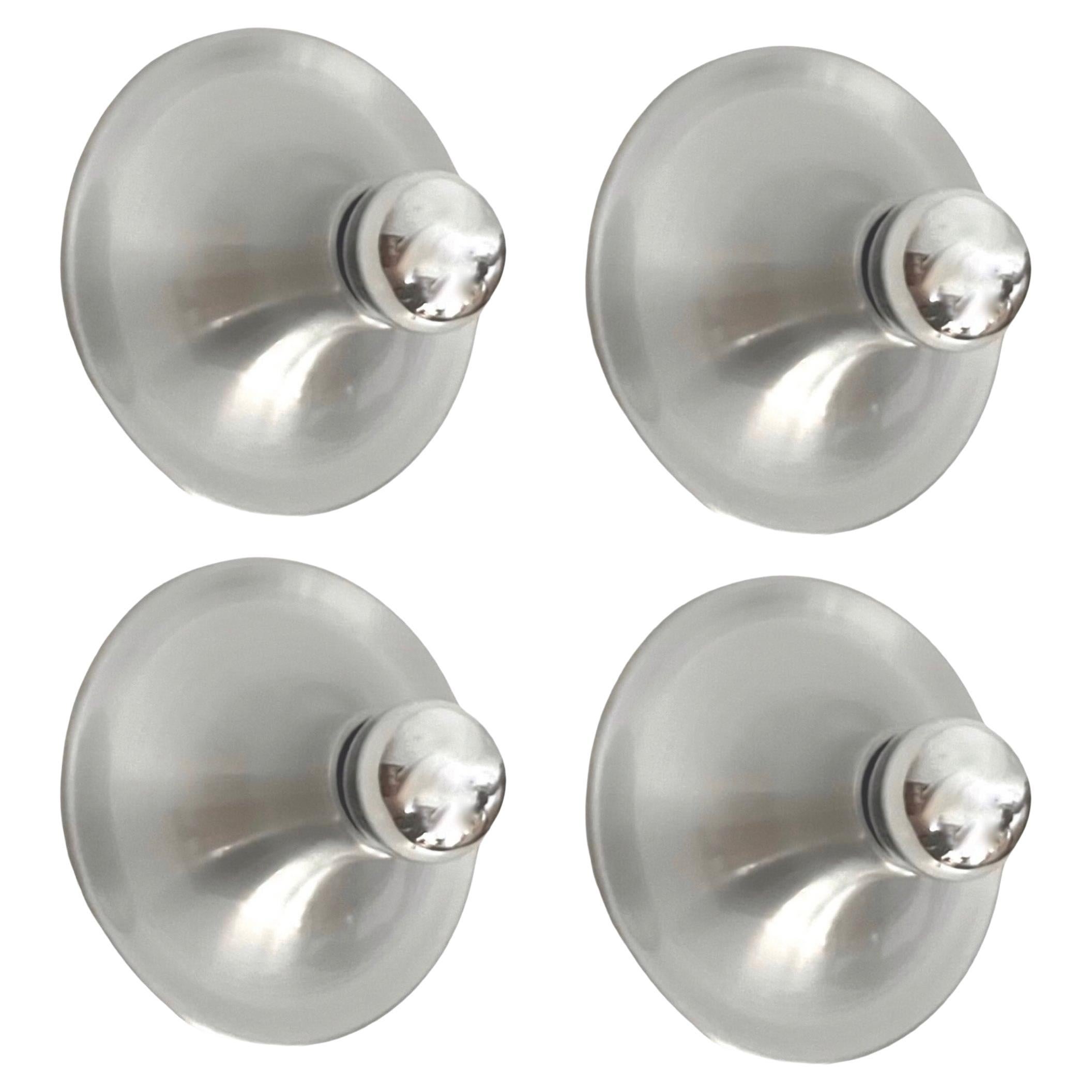 Mid-Century Italian Set of Four Metal Wall Sconces by Targetti Sankey, 1970s For Sale