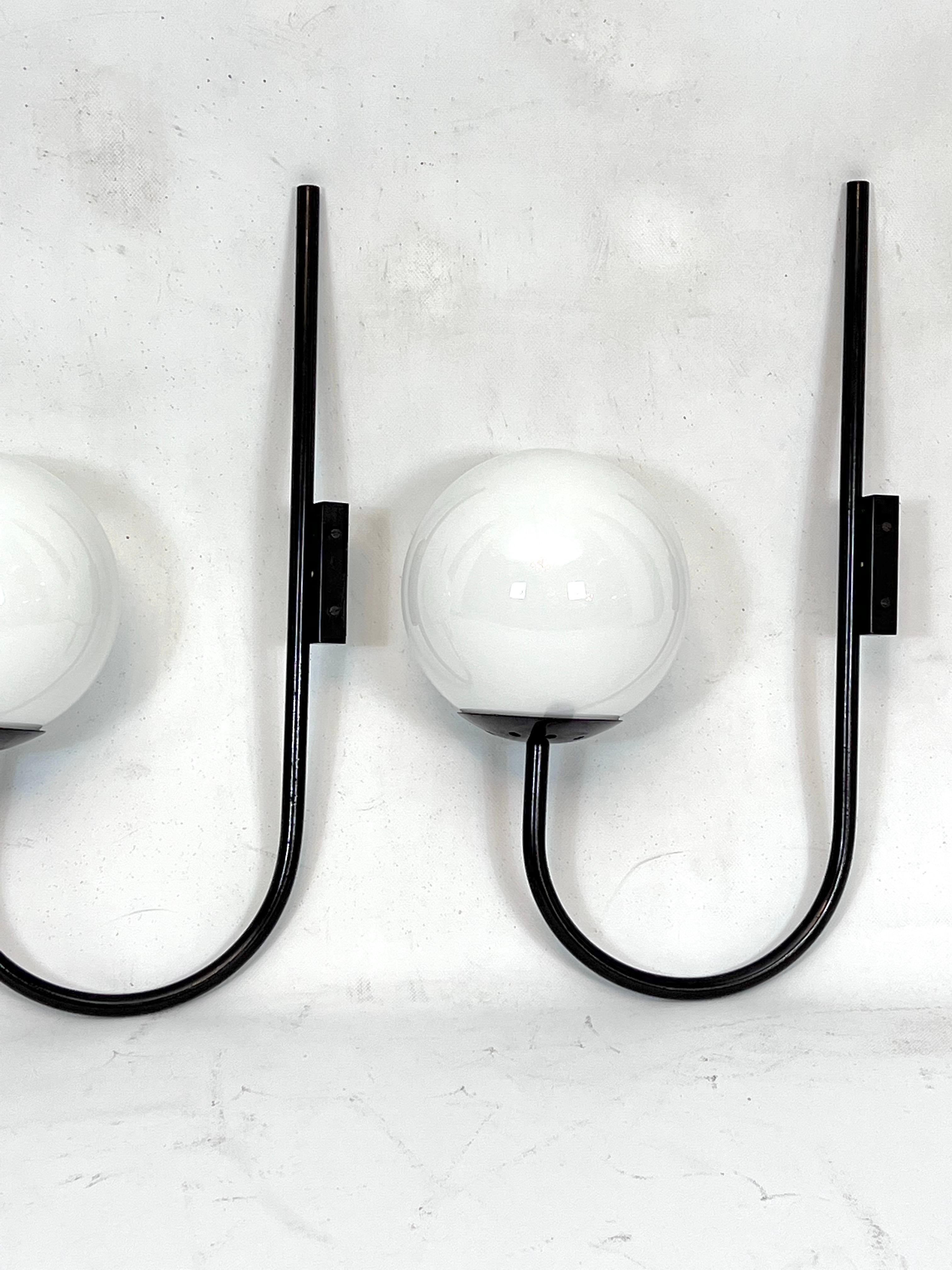 Mid-Century Modern Mid-Century Italian Set of Three Large Sphere Wall Lamps from 60s For Sale