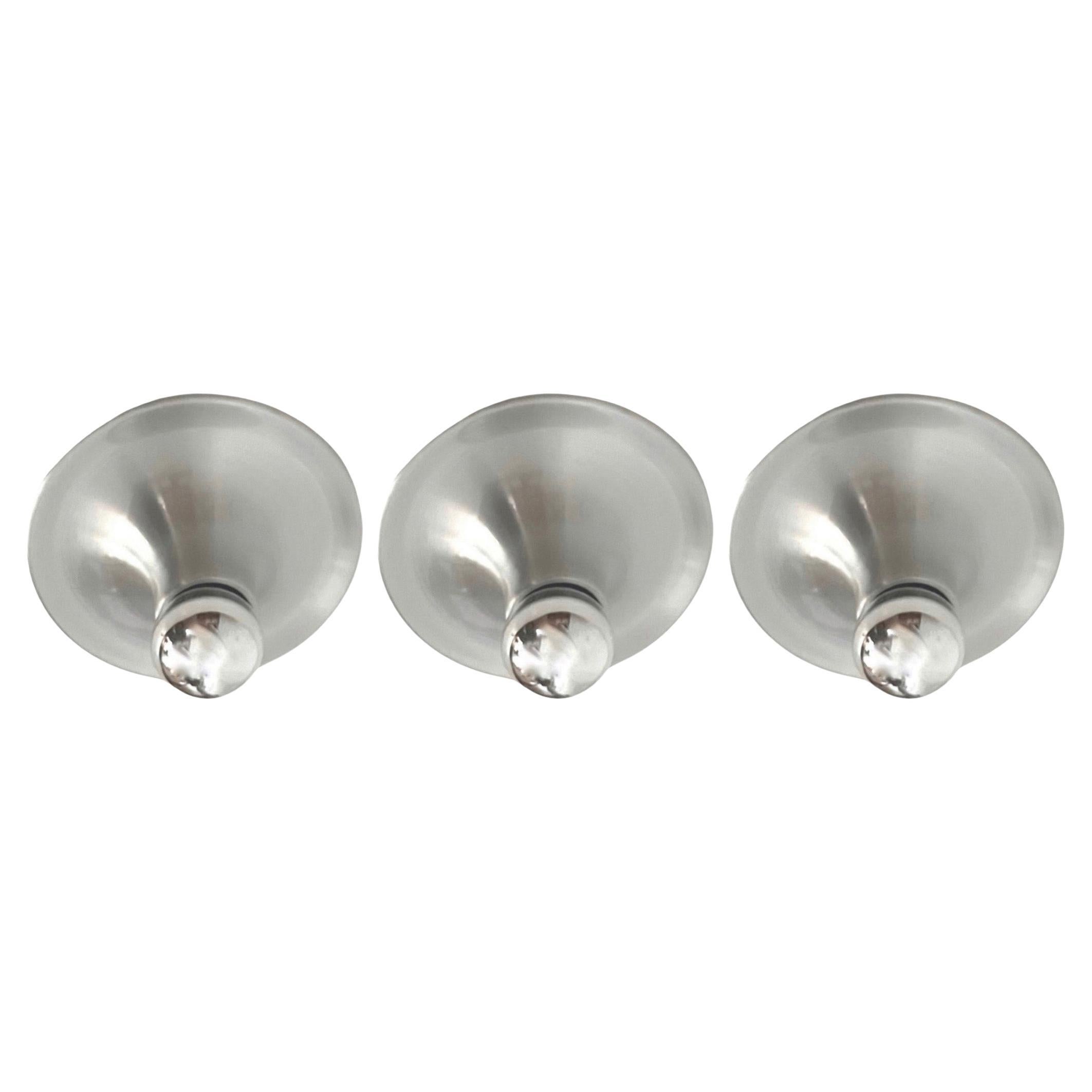 Mid-Century Italian Set of Three Metal Flush Mounts by Targetti Sankey, 1970s
